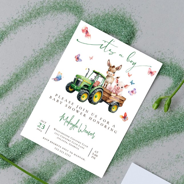 Invitation C’est un Baby shower de ferme modifiable pour trac (Créateur téléchargé)