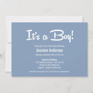 Invitation C’est un garçon Baby shower minimaliste gris moder
