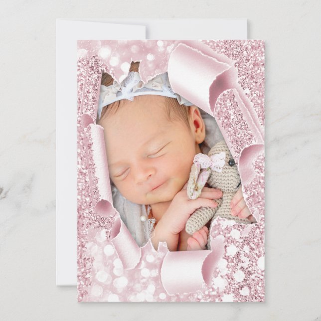 Invitation C’est une fille Photo SweetGlitter Baby shower 3D (Devant)