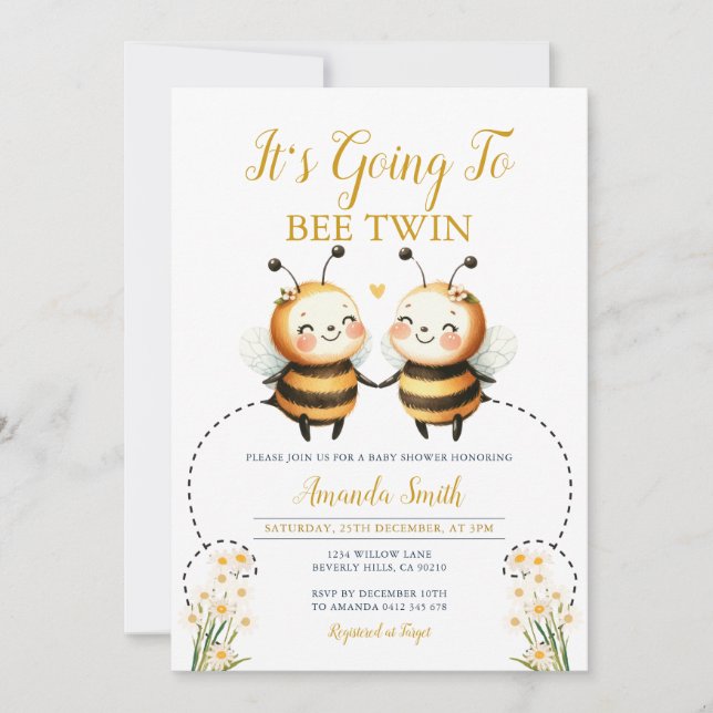 Invitation Ça va être des tournesols à deux Baby showers (Devant)