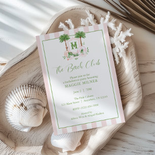 Invitation Cabana Rayures Palm Beach Monogram Crête