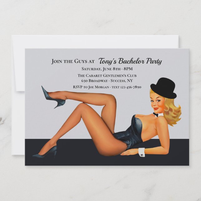Invitation Cabaret Fille Bachelor Party (Devant)