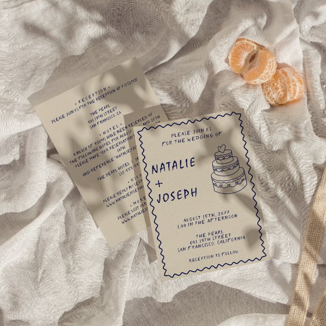 Invitation Câble rétro à deux côtés manuscrit Mariage moderne (Créateur téléchargé)