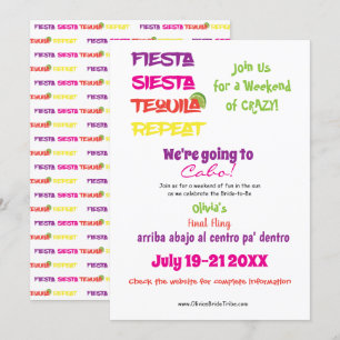 Invitation Cabo Bachelorette : Fiesta, Siesta, Tequila, Répét