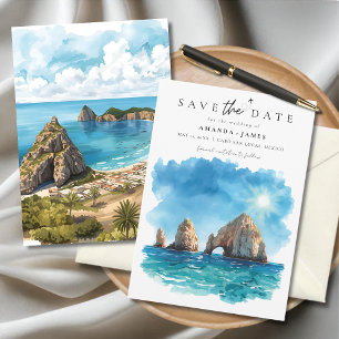 Invitation Cabo San Lucas Aquarelle Bleue Arches Enregistrer 