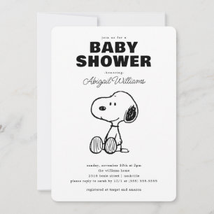 Invitation cacahuètes   Baby shower Snoopy simple