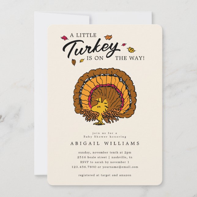 Invitation cacahuètes | Baby shower Woodstock Turquie (Devant)