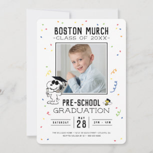 Invitation cacahuètes   Snoopy et Woodstock Graduation