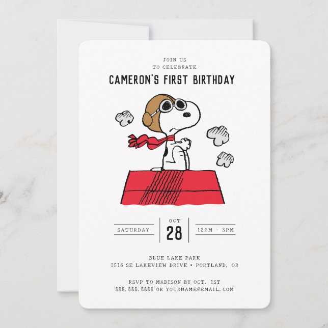 Invitation cacahuètes | Snoopy l'anniversaire de l'As Volant (Devant)