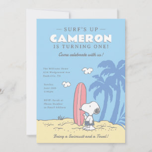 Invitation cacahuètes   Surf Haut Snoopy été Anniversaire