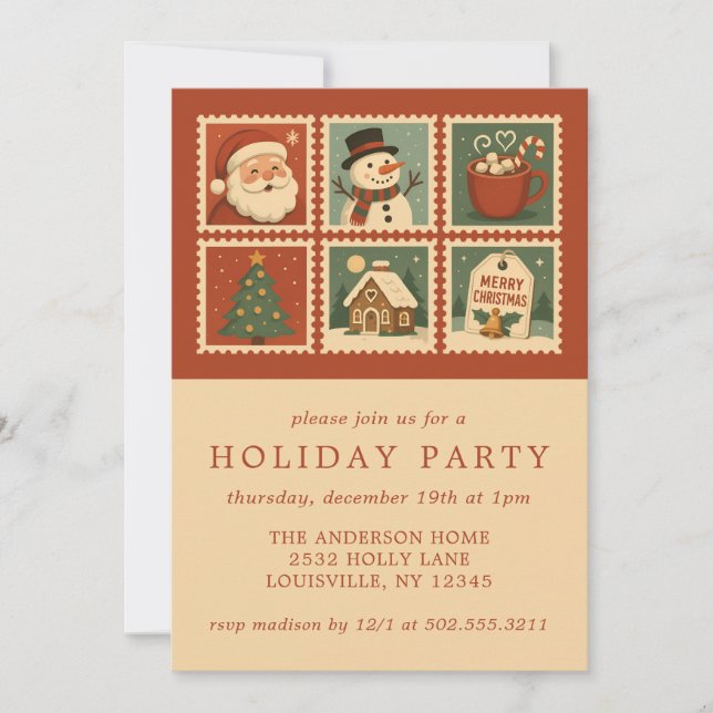 Invitation Cachet de Noël rétros Collage Fête de Noël (Devant)