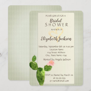 Invitation Cactus à points modernes Cœur  Baby Shower de mari