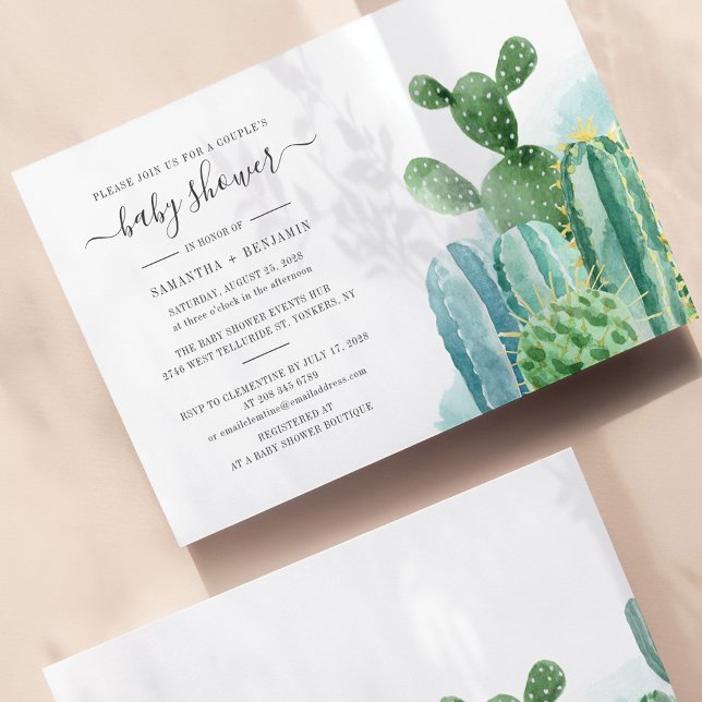 Invitation Cactus Aquarelle Couples Baby shower Succulent (Créateur téléchargé)