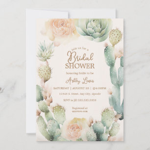 Invitation Cactus Boho floral Désert Vert neutre