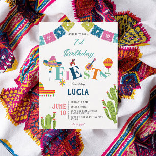 Invitation Cactus coloré de fête mexicaine pour 1er anniversa