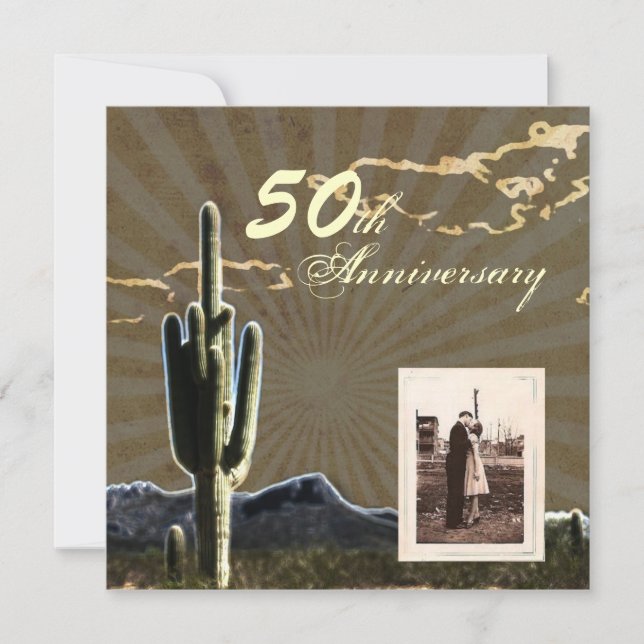 Invitation cactus de country occidental 50e anniversaire de m (Devant)