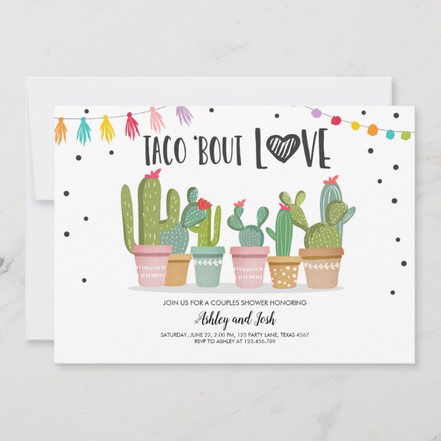 Invitation Cactus de douche de couples de fiesta d'amour (Devant)