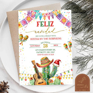 Invitation Cactus de Noël Fiesta de Fêtes Feliz Navidad