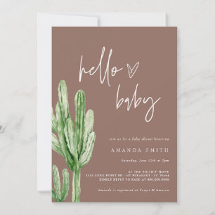 Invitation Cactus Désert neutre de genre Bonjour Baby shower 