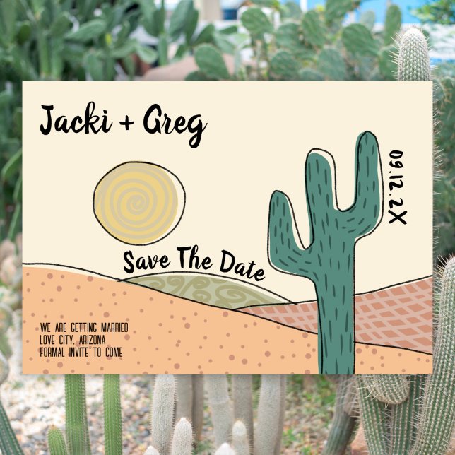 Invitation Cactus Du Désert Du Milieu Du Siècle Sauvez Le Mar (Créateur téléchargé)
