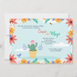 Invitation Cactus en fleurs Cinco de Mayo