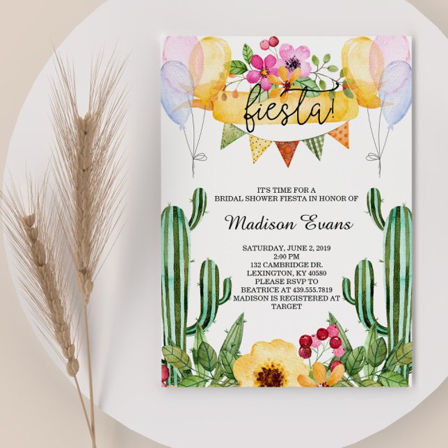 Invitation Cactus et Fête des mariées florale Fiesta Invitati (Créateur téléchargé)
