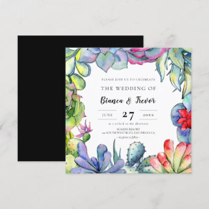Invitation Cactus et succulents mariage d'aquarelle