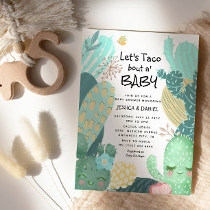 Invitation Cactus 'Faisons un Taco à propos d'un Bébé' Couple