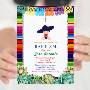 Invitation Cactus Fiesta Baptême pour garçon