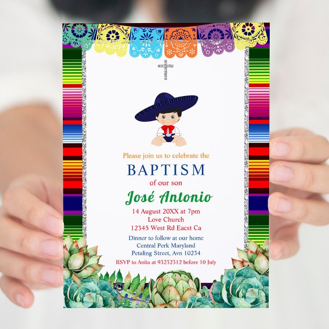Invitation Cactus Fiesta Baptême pour garçon (Créateur téléchargé)