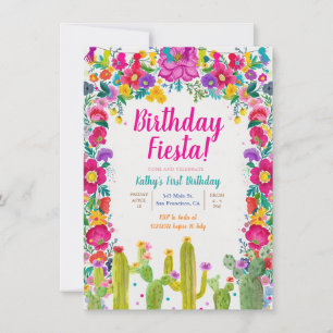 Invitation Cactus Fleur mexicaine 1er anniversaire Fiesta