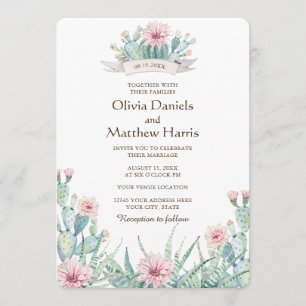 Invitation Cactus floral et succulent. Mariage botanique