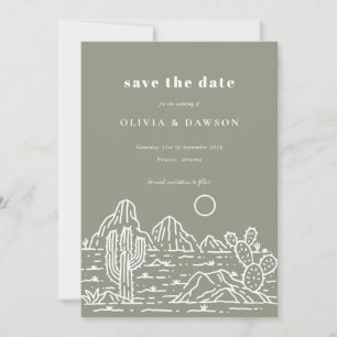 Invitation Cactus Line Art Desert Photo Enregistrer la date