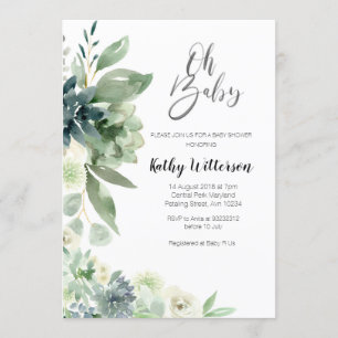 Invitation Cactus minimaliste Baby shower moderne Garçon fill