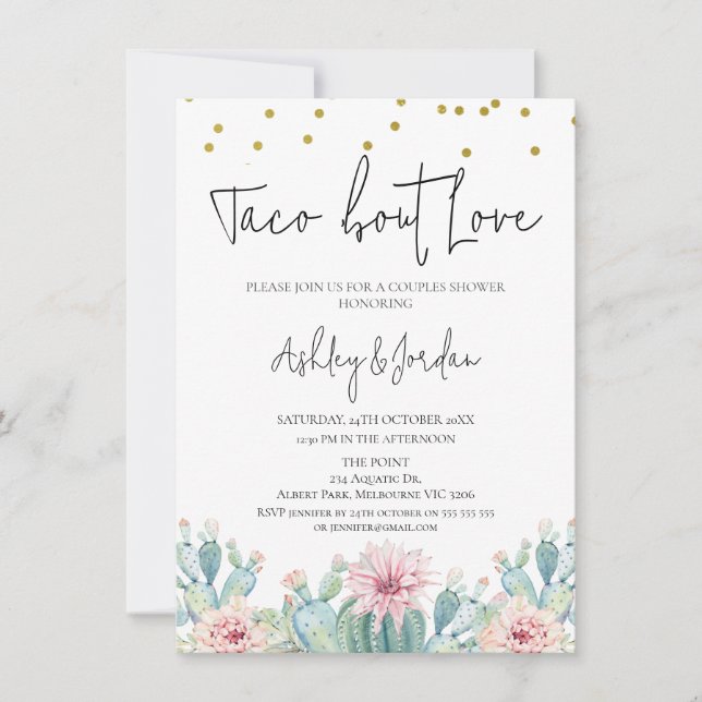 Invitation Cactus moderne Taco 'bout Love Couples Douche (Devant)