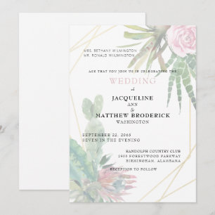 Invitation Cactus modernes Parents tropicaux Mariage Matte