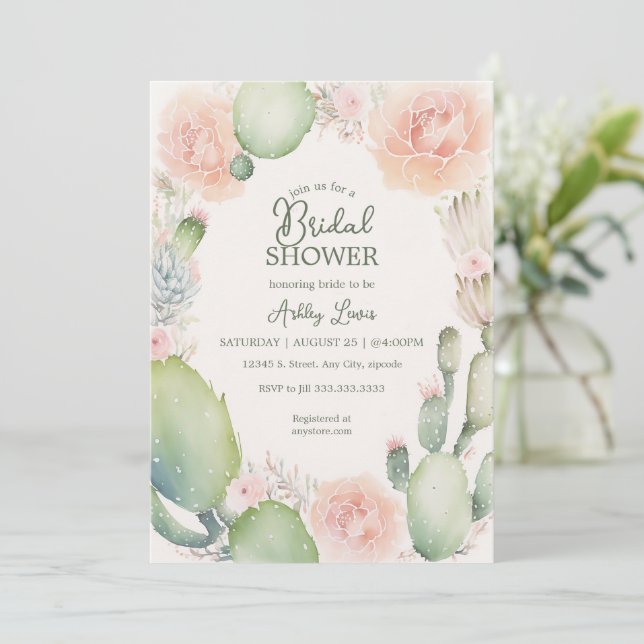 Invitation Cactus nuptiale, Boho nuptiale (Debout devant)