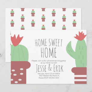 Invitation Cactus Poted Cactus Fête de Ménage Moderne
