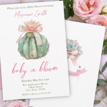 Cactus Ruban rose Bébé fille Douche