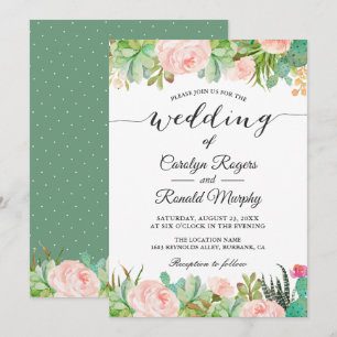 Invitation Cactus rustique Succulent Blush Green Floral Maria