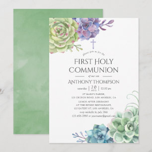 Invitation Cactus succulents aquarelle Première Sainte Commun