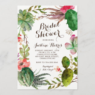Invitation cactus, succulents de l'invitation à la douche nup