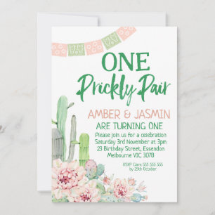 Invitation Cactus Twins One Prickly Pair Anniversaire Invitat