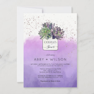 Invitation Cactus vert pourpre Succulent Couple's Douche