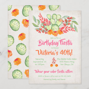 Invitation Cactus Watercolor de la fête mexicaine des fêtes d