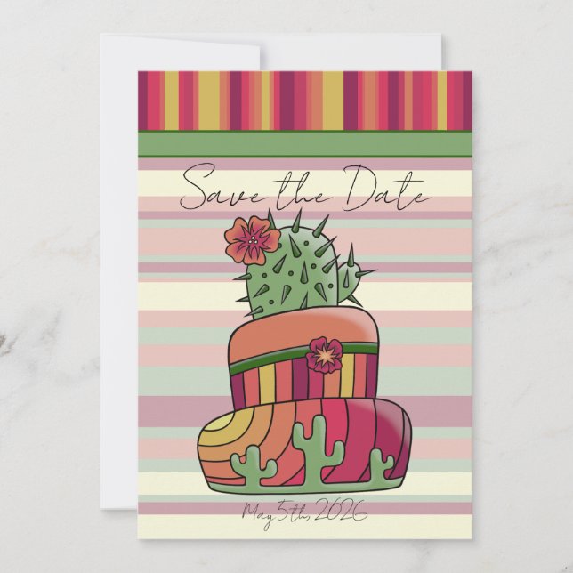 Invitation Cactus Wedding Cake "Save the Date" (Devant)