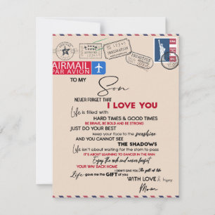 Invitation Cadeau à mon fils, maman et fils, lettre d'amour à