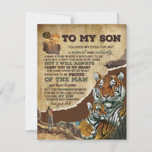 Invitation Cadeau à mon fils,Tigres amateurs,Lettre à mon fil