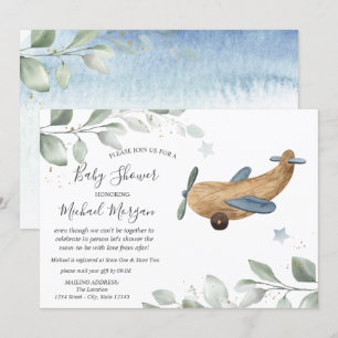 Invitation Cadeau bébé avion en avion par la poste