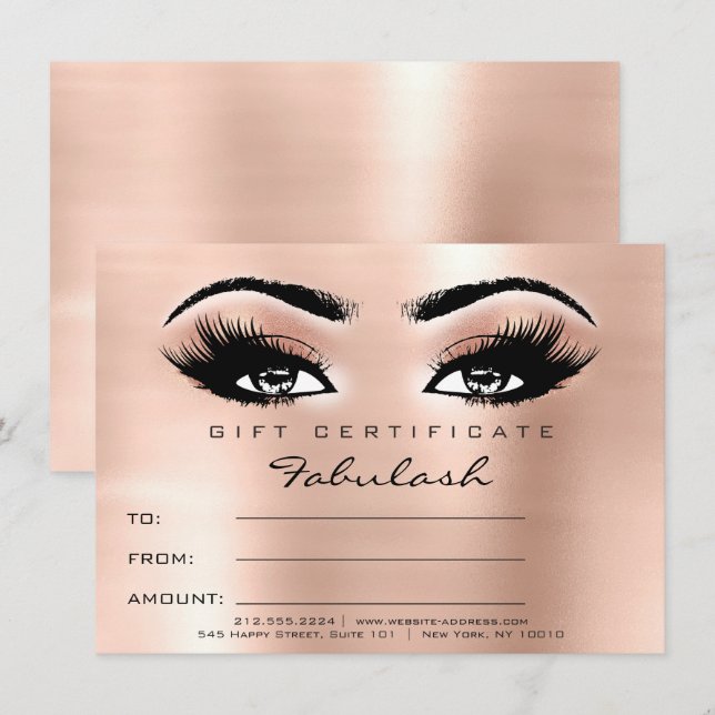 Invitation Cadeau cadeau de certificat de maquillage d'extens (Devant / Derrière)